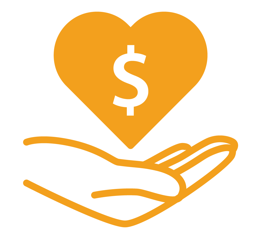 hand holding a money heart